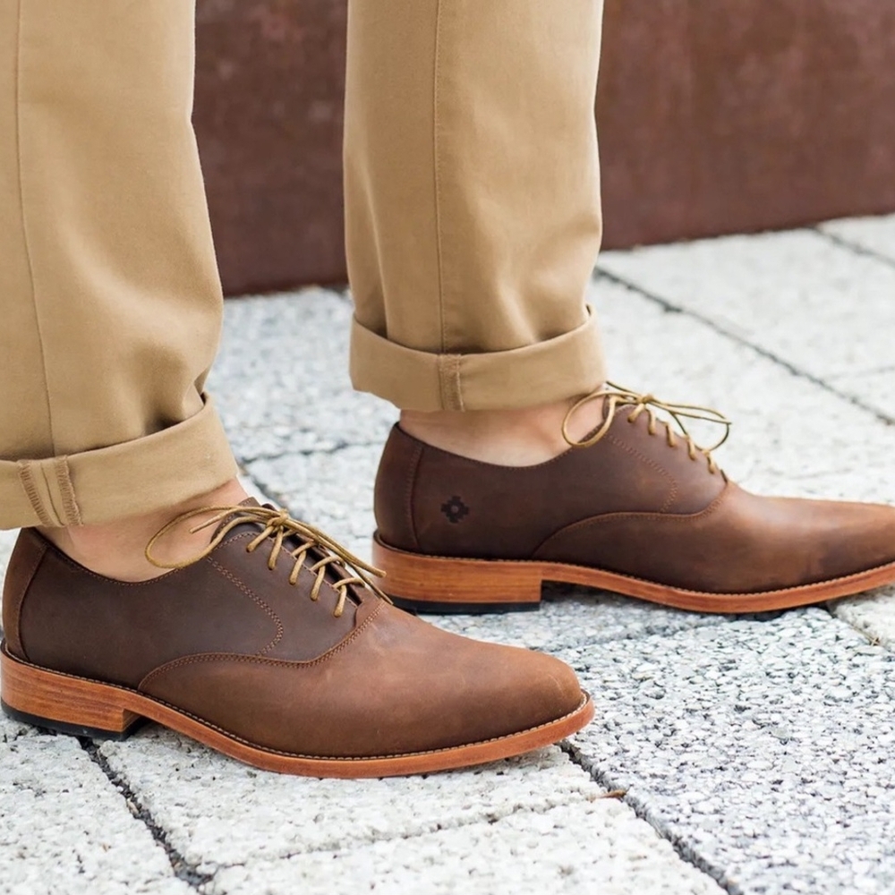 Nisolo Calano Oak Color Oxford Elegant  Leather Men's Shoes
